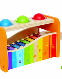 Hape Pound & Tap Bench with Slide Out Xylophone - Award Winning Durable Wooden Musical Pounding Toy for Toddlers, Multifunctional and Bright Colours, Yellow
