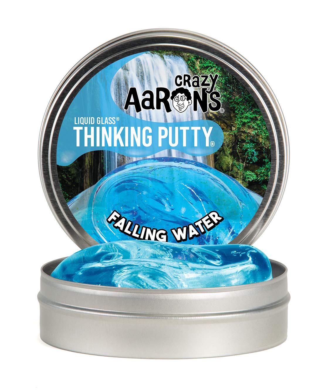 Crazy Aaron's Transparent Thinking Putty - 4" Falling Water Liquid Glass See Through Putty Tin - 90 Grams, Never Dries Out