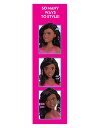 Barbie Fashionistas 8-Inch Styling Head, Dark Brown, 20 Pieces Include Styling Accessories, Hair Styling for Kids, by Just Play
