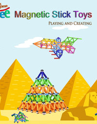 Veatree 160 Pcs Magnetic Building Sticks Blocks Toys, Magnet Educational Toys Magnetic Blocks Sticks Stacking Toys Set for Kids and Adult, Non-Toxic Building Toy 3D Puzzle with Storage Bag
