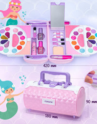 cosone Kids Makeup Kit 54 Pcs Real Cosmetic Make Up Set, Safty Tested Washable Makeup Toy Set with Portable Box for Girls Prentent Play Christmas Birthday Gift Toys
