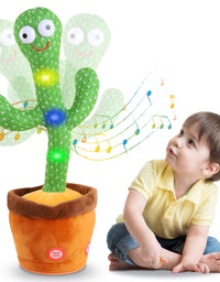 Kids Dancing Cactus Toys for Baby Boys and Girls, Talking Sunny Cactus Toy Electronic Plush Toy Singing, Record & Repeating What You Say with 120 English Songs and LED Lighting for Home Decor
