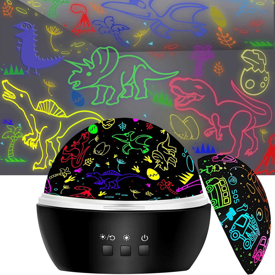 Dinosaur Toys for 2-9 Year Old Boys,2 in 1 Rotating Projector Lamp with Dinosaurs&Cars Theme,Halloween Chirstmas Xmax Birthday Gift for 3-10 Year Olds Boys Girls,Kids Room Decor for Toddler Toys