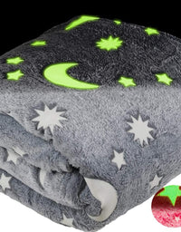 Glow in The Dark Throw Blanket Gift for Kids - Fun, Cozy Fleece Throw Blanket Made from Plush Polyester | Wrinkle-Resistant Soft Blanket Measures 50 x 60 Inches | Grey
