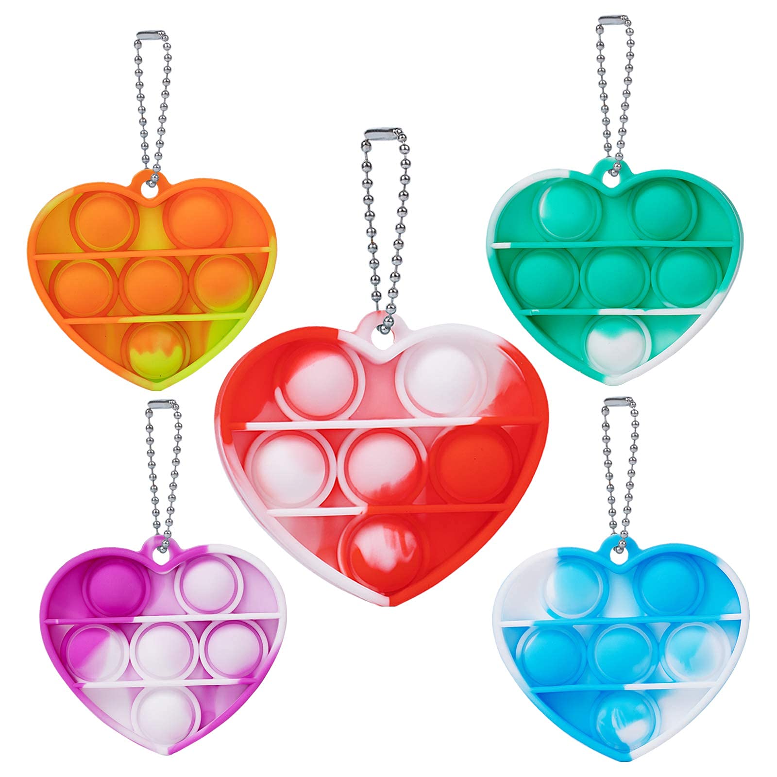 WQFXYZ Simple Fidget Toys Stress Relief Hand Toys, Mini Pop Push it Fidget Toy Keychain for Kids Adults, Mini Pop Push it Bubble Fidget Sensory Toys Office Desk Toy (15pcs-2)