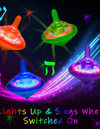 Hanukkah Musical Light-Up Dreidel Spinning Tops Set, Plays 2 Classic Hanukkah Songs, Assorted Colors (2-Pack)
