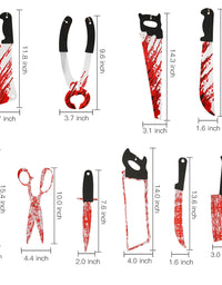 Halloween Blood Weapon Garland Banner Props Fake Scary Severed Hand Broken Body Parts for Haunted House Halloween Vampire Zombie Party Decorations Supplies (6pcs Body Parts + 20pcs Weapons)
