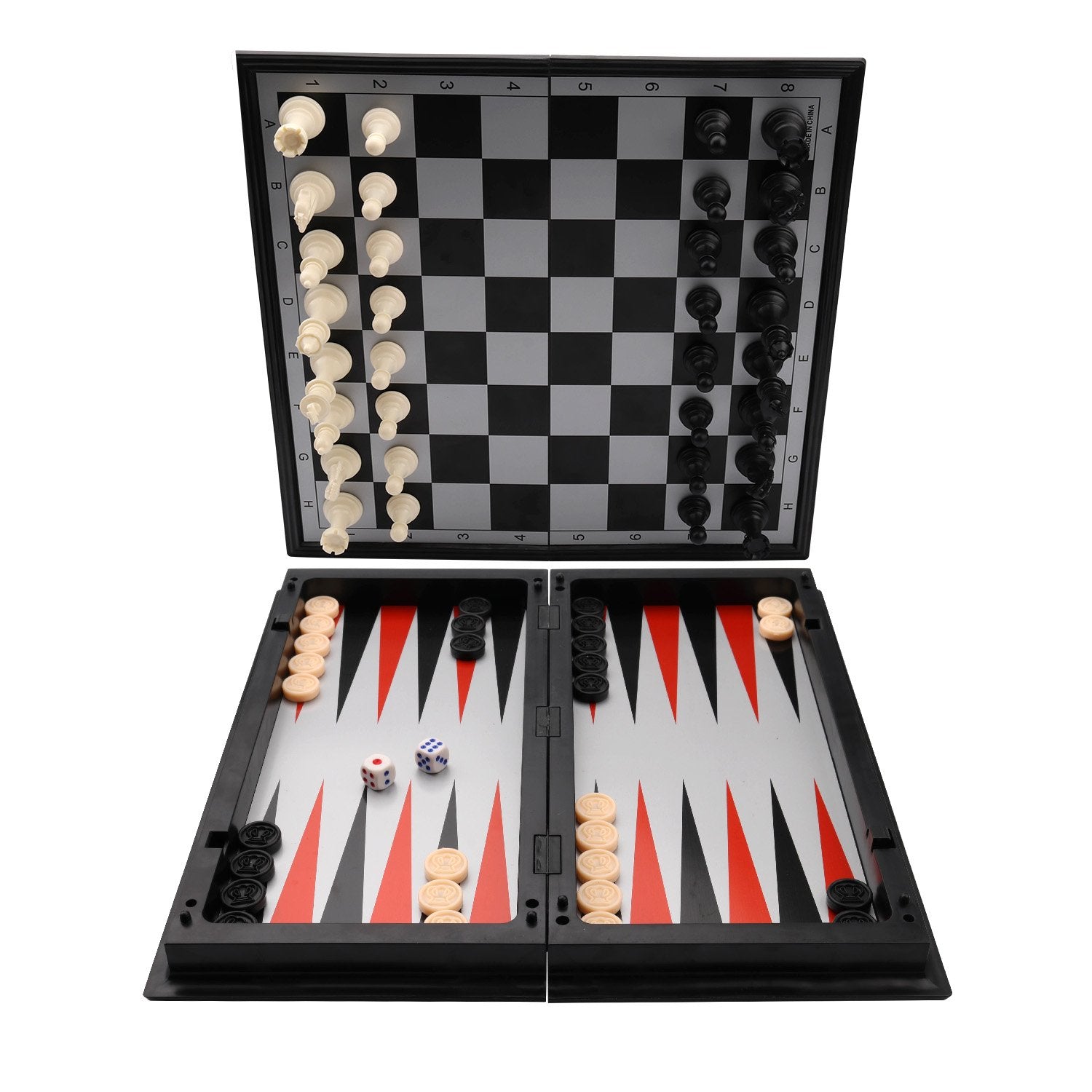 3 in 1 Chess Checkers Backgammon Set, KAILE Magnetic Chess Travel Magnet Chess with Folding Case 13"