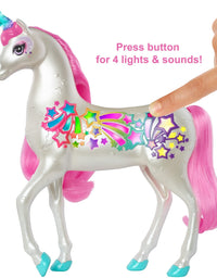 Barbie Dreamtopia Brush 'n Sparkle Unicorn with Lights and Sounds, White with Pink Mane and Tail, Gift for 3 to 7 Year Olds [Amazon Exclusive]
