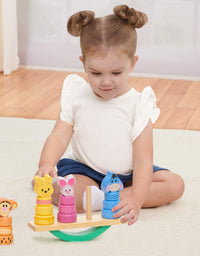 Disney Wooden Toys Winnie the Pooh Balance Blocks, 17-Piece Set Features Winnie the Pooh, Piglet, Tigger, and Eeyore, Amazon Exclusive, by Just Play

