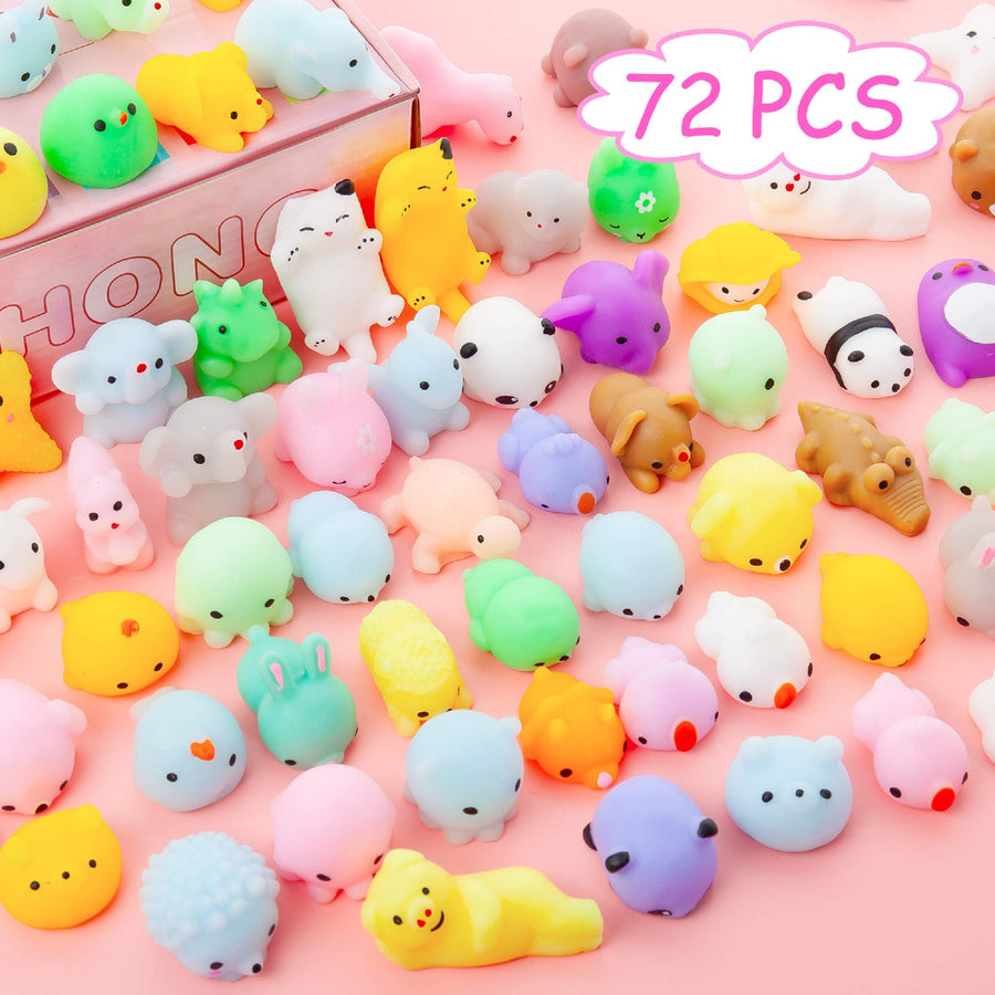 YIHONG 72 Pcs Kawaii Squishies, Mochi Squishy Toys for Kids Party Favors, Mini Stress Relief Toys for Halloween Christmas Easter Party Favors, Birthday Gifts, Classroom Prizes, Goodie Bag