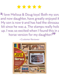 Melissa & Doug Wooden Stamp Activity Set: Horse Stable - 10 Stamps, 5 Colored Pencils, 2-Color Stamp Pad

