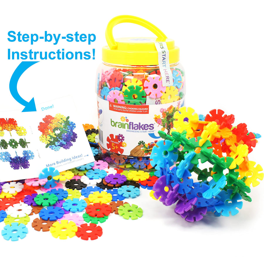 Brain Flakes 500 Piece Interlocking Plastic Disc Set - A Creative and Educational Alternative to Building Blocks - Tested for Children's Safety - A Great Stem Toy for Both Boys and Girls