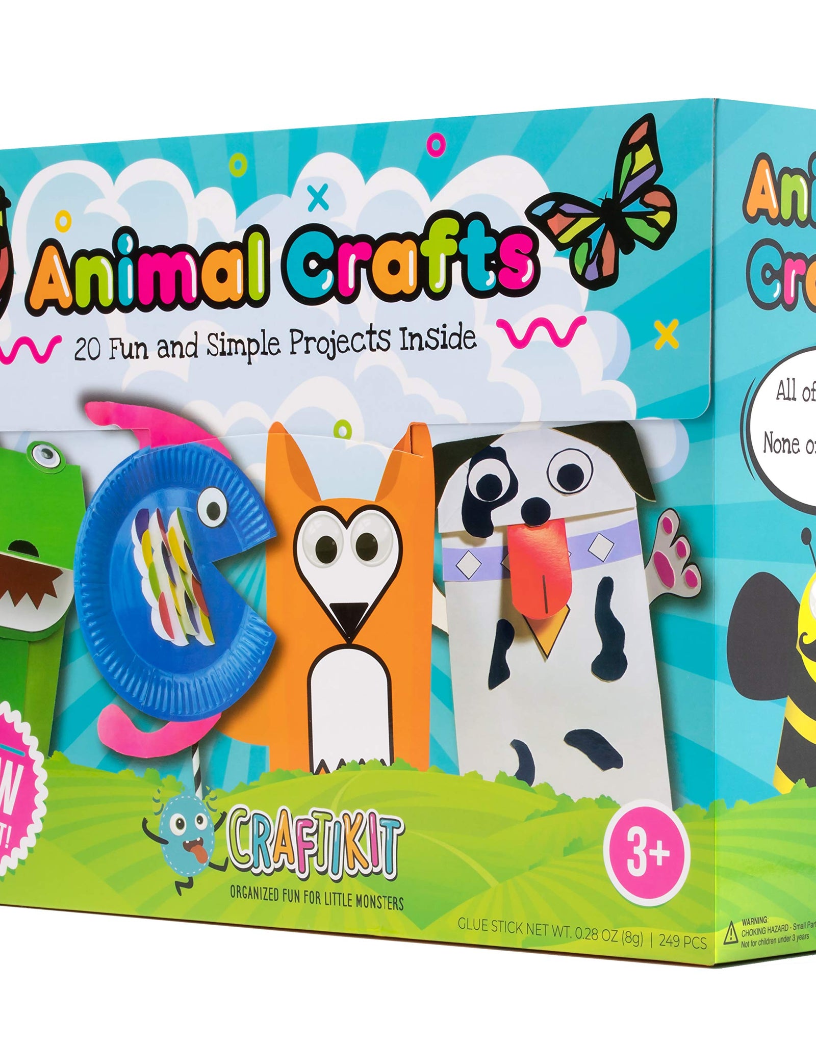 Craftikit Arts and Crafts for Kids - 20 All-Inclusive Fun Toddler Craft Box for Kids - Organized Art Supplies for Kids Ages 3-8 - Animal-Themed Kids Craft Kits