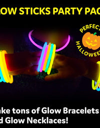 PartySticks Glow Sticks Party Supplies 300pk - 8 Inch Glow in The Dark Light Up Sticks Party Favors, Glow Party Decorations, Neon Party Glow Necklaces and Glow Bracelets with Connectors
