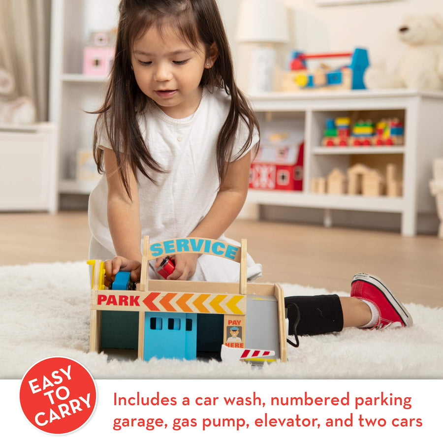 Melissa & Doug Service Station Parking Garage, 6Piece (E-Commerce Packaging)