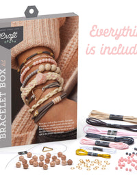 Craft Crush – Bracelet Box Kit – Craft Kit Makes 8 DIY Bracelets – Blush Tones
