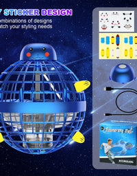 Joysky Flying Orb - Flying Ball Toy DIY Flying Space Orb RGB Light Flying Toys 360°Rotating Hover Ball Cool Toy Soaring Orb Drones for Kids Adult, 2021 Upgraded Flyorb Blue
