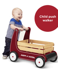 Radio Flyer Classic Walker Wagon, Sit to Stand Toddler Toy, Wood Walker, 1-4 Years , Red
