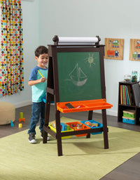 KidKraft Wooden Storage Easel with Dry Erase and Chalkboard Surfaces, Children's Art Furniture - Espresso, Gift for Ages 3+ 25.2 x 23.2 x 47.6
