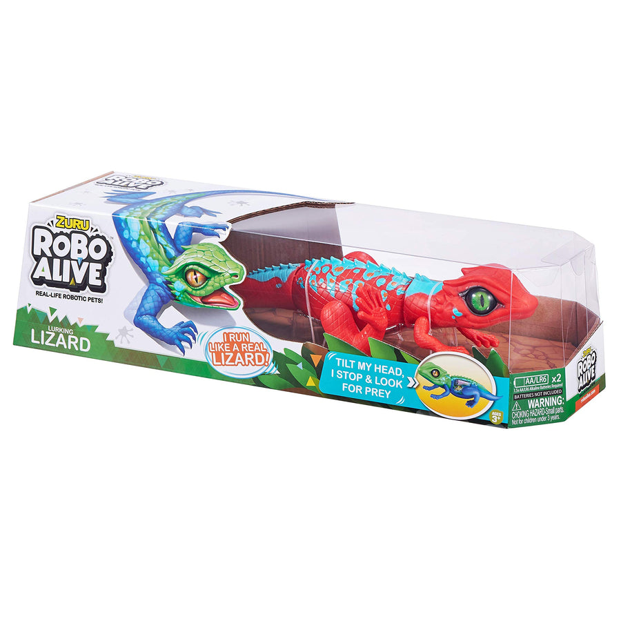 Robo Alive Lurking Lizard Battery-Powered Robotic Toy (Red + Blue) Series 2, Small