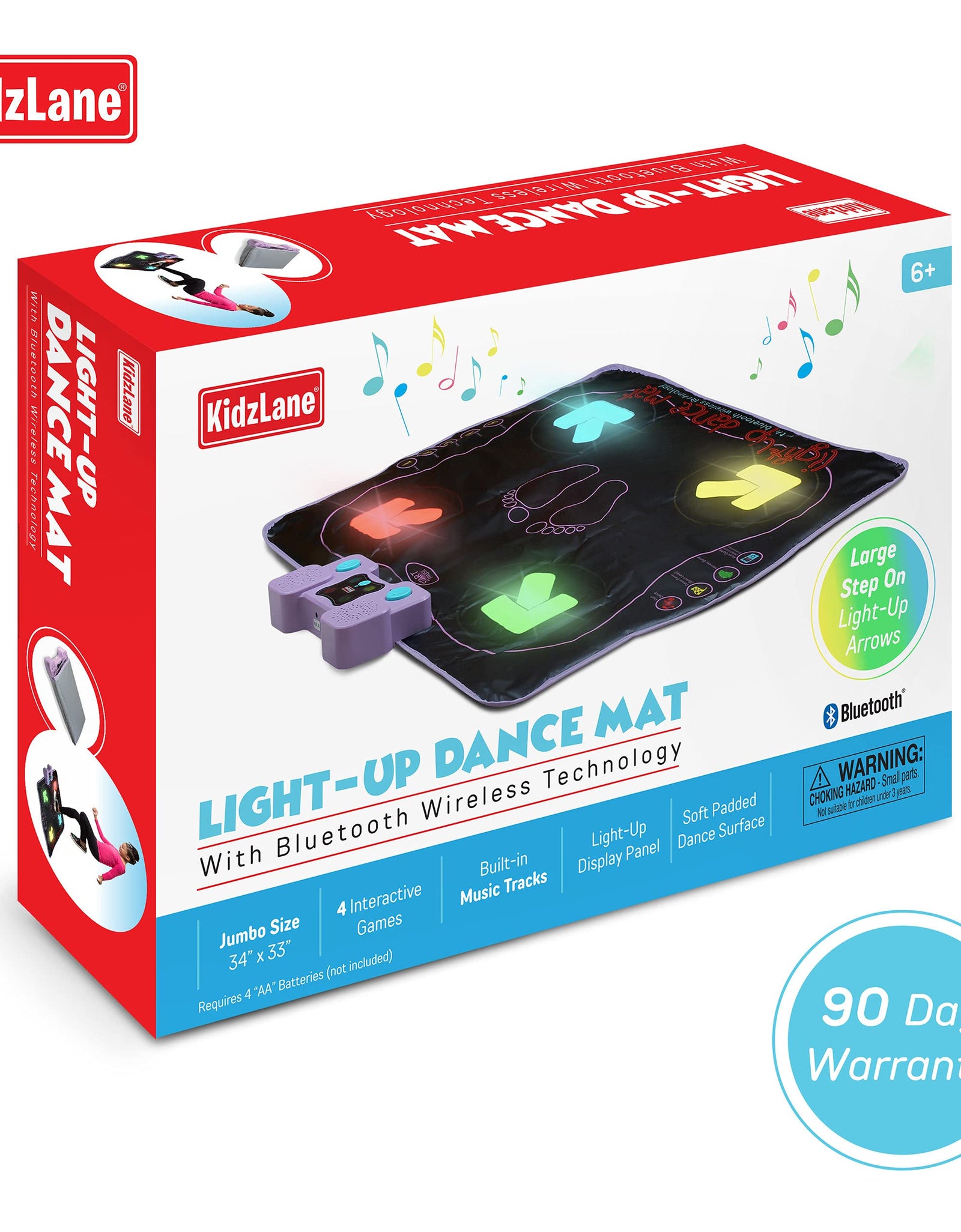Kidzlane Dance Mat | Light Up Dance Pad with Wireless Bluetooth/AUX or Built in Music | Dance Game with 4 Game Modes | Gift Toy for Girls & Boys Ages 6 7 8 Years Old +