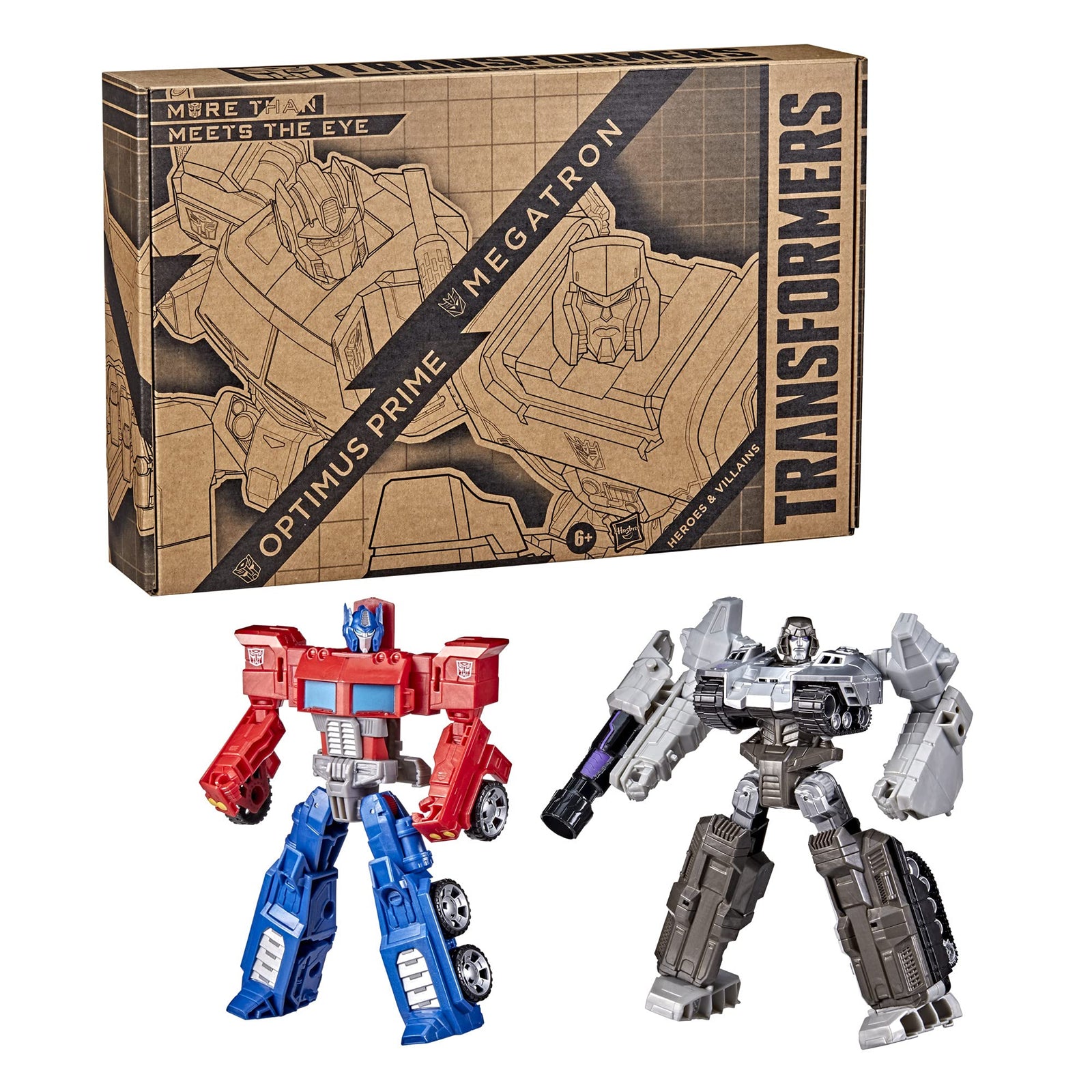 Transformers Toys Heroes and Villains Optimus Prime and Megatron 2-Pack Action Figures - for Kids Ages 6 and Up, 7-inch