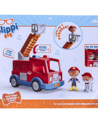 Blippi Fire Truck - Fun Freewheeling Vehicles with Freewheeling Features Including 3 Firefighter and Fire Dog, Sounds and Phrases - Educational Vehicles for Toddlers and Young Kids
