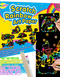 RMJOY Art-Craft Scratch Paper for Kids: Magic Rainbow Drawing Art Pads Leaning Supplies Kits for Kids Teen 4-12 Years Old Preschool Boys Toy Game Gift for Birthday Party Favor|Coloring Fun|DIY Project
