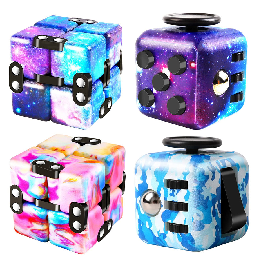 Infinity Cube and Fidget Cube, 4 Pieces Fidget Toys for Adults Kids Boys Girls Gift, Cute Mini Unique Gadget Toy, Relieve Stress, Reduce Anxiety Fidget Cube Game for ADHD, OCD, Autism and Kill Time