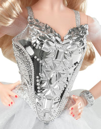 Barbie Signature 2021 Holiday Doll (12-inch, Blonde Wavy Hair) in Silver Gown, with Doll Stand and Certificate of Authenticity, Gift for 6 Year Olds and Up
