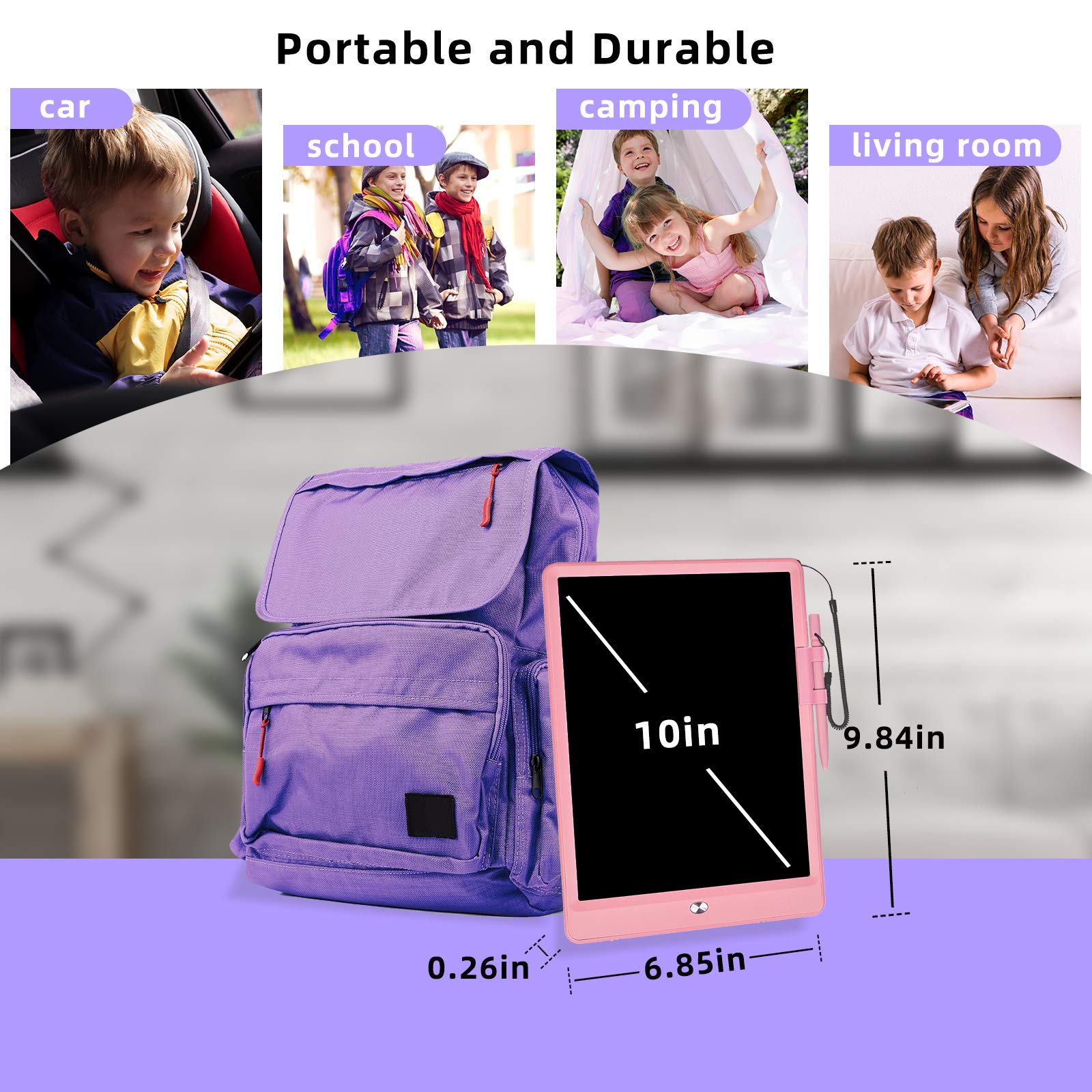 mloong LCD Writing Tablet,10 Inch Drawing Tablet Kids Tablets Doodle Board Electronic Digital Drawing Board for Adults and Kids Ages 3+ (Pink)
