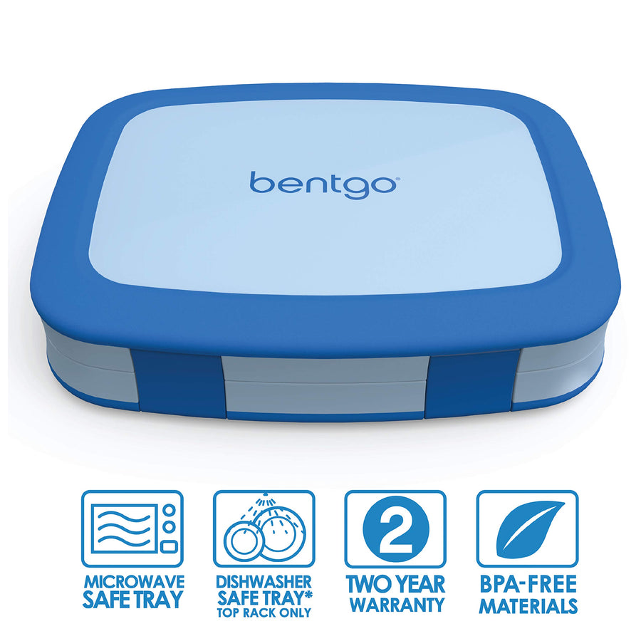 Bentgo Kids Children’s Lunch Box - Leak-Proof, 5-Compartment Bento-Style Kids Lunch Box - Ideal Portion Sizes for Ages 3 to 7 - BPA-Free, Dishwasher Safe, Food-Safe Materials (Blue)