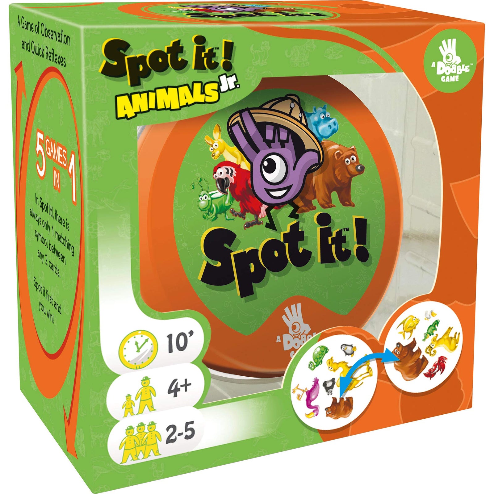 Spot It! Junior Animals Card Game | Game For Kids | Preschool Age 4+ | 2 to 5 Players | Average Playtime 10 minutes | Made by Zygomatic