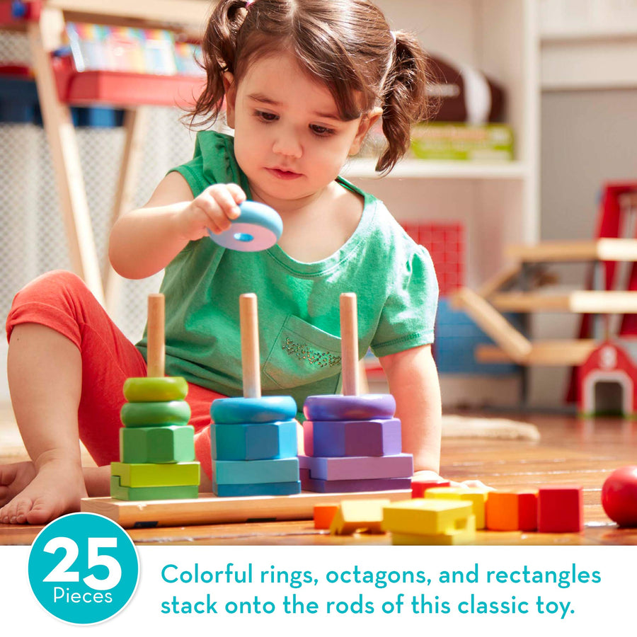 Melissa & Doug Geometric Stacker - Wooden Educational Toy