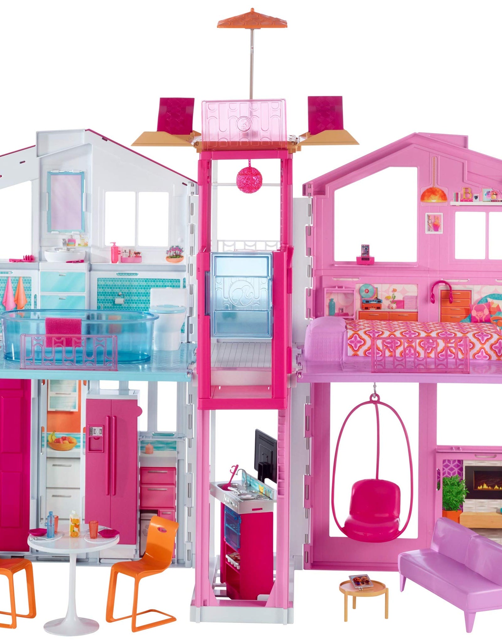 Barbie 3-Story House with Pop-Up Umbrella, Multicolor [Amazon Exclusive]