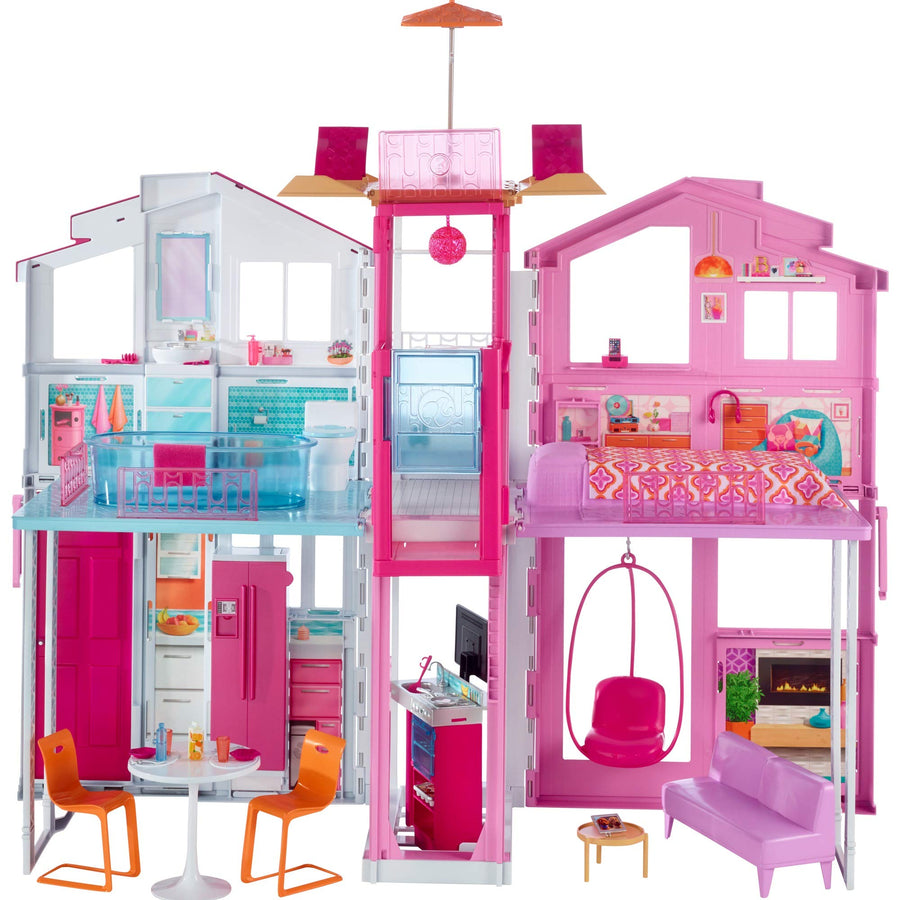 Barbie 3-Story House with Pop-Up Umbrella, Multicolor [Amazon Exclusive]