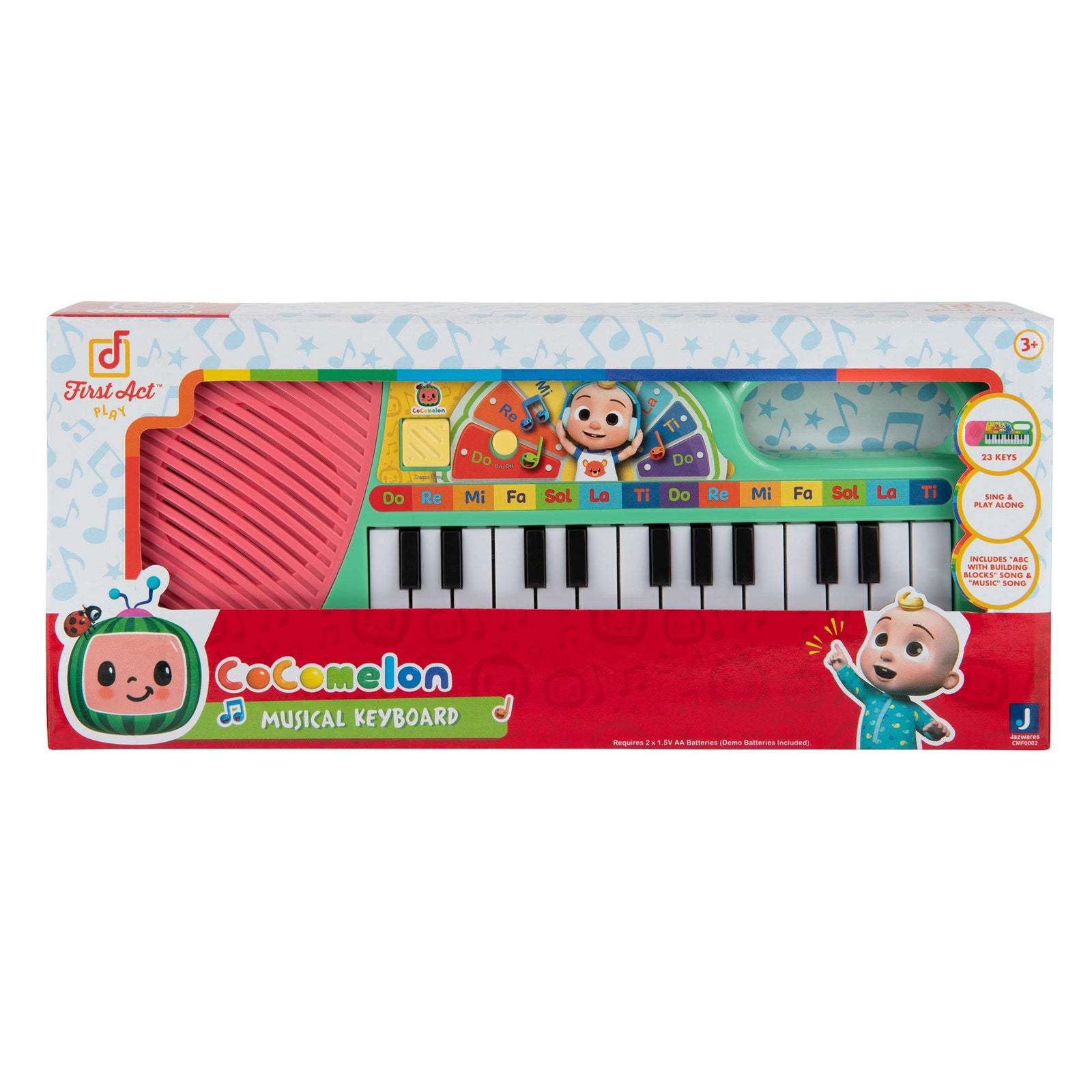 First Act Musical Keyboard, 23 Keys; Music and ABC Songs Pre-Recorded, Educational Music Toys, Carry N’ Go Handle