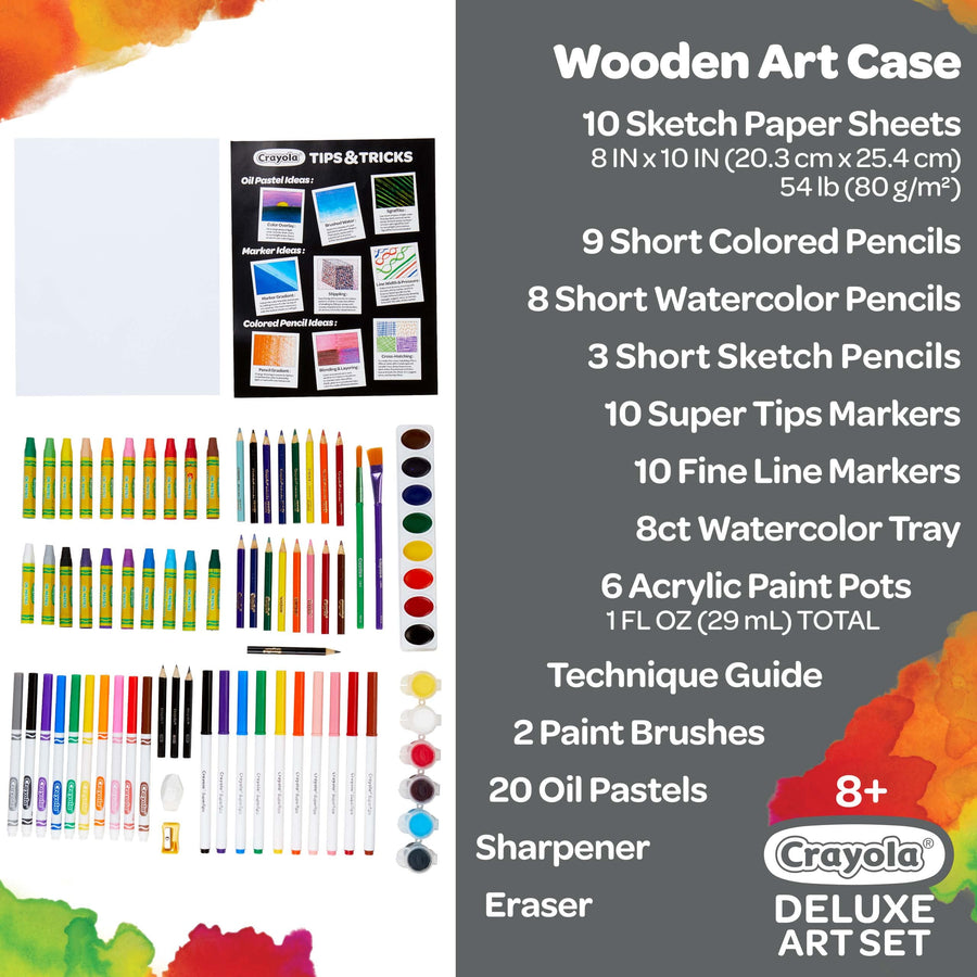 Crayola Wooden Art Set, Over 75 Pieces, Gift for Kids, 8, 9, 10, 11