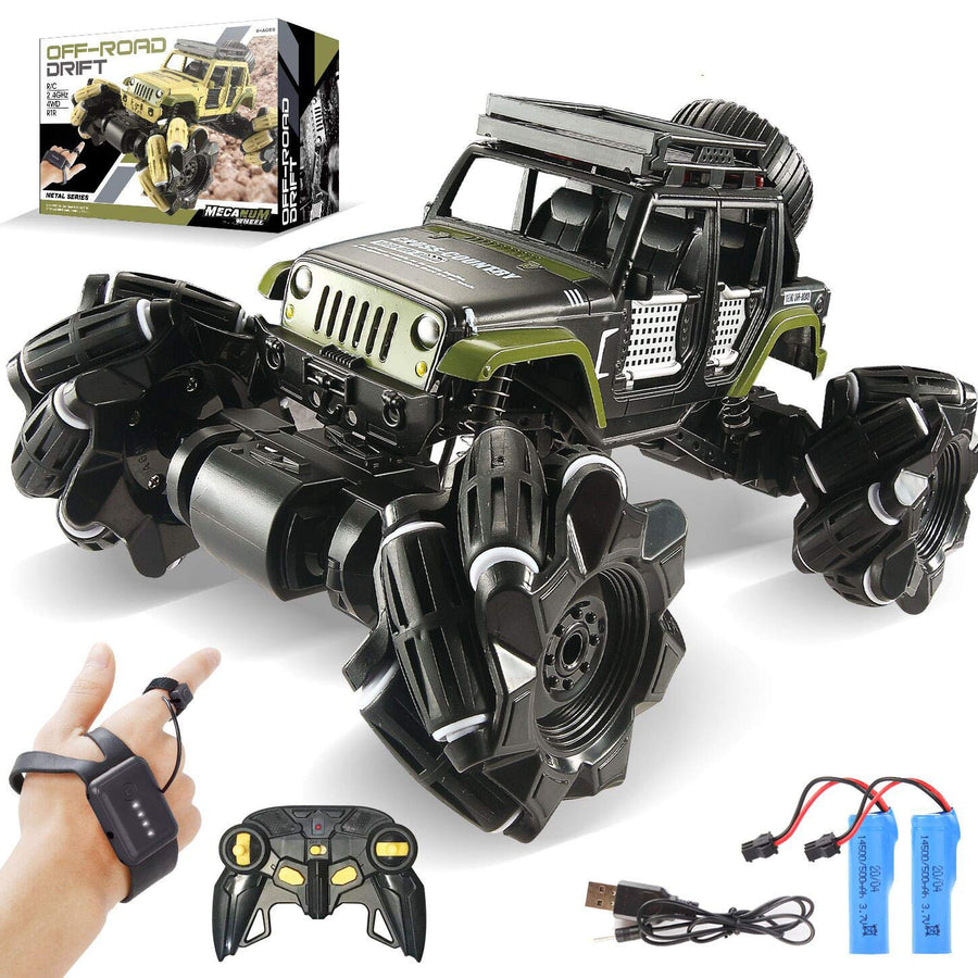 LOOZIX Remote Control Car, 1:16 Metal Drift RC Cars 360° Rotating 4WD 2.4Ghz Gesture Sensor Control Monster Truck for Kids All Terrains Crawler RC Vehicle Rechargeable Batteries for Boys Kids