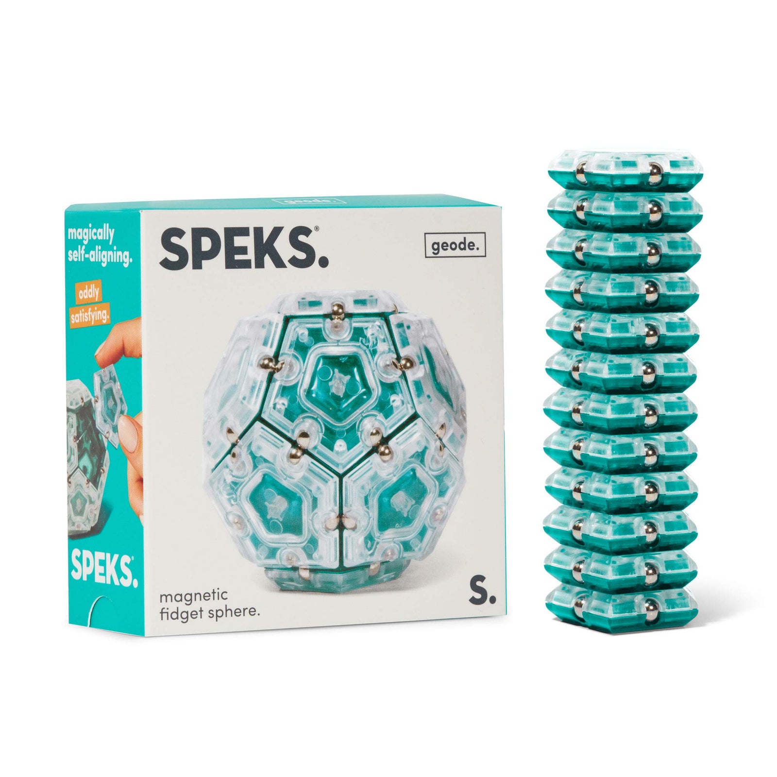 Speks Geode Magnetic Fidget Sphere - Pentagons 12-Piece Set - Aqua - Fun Desk Toy for Adults
