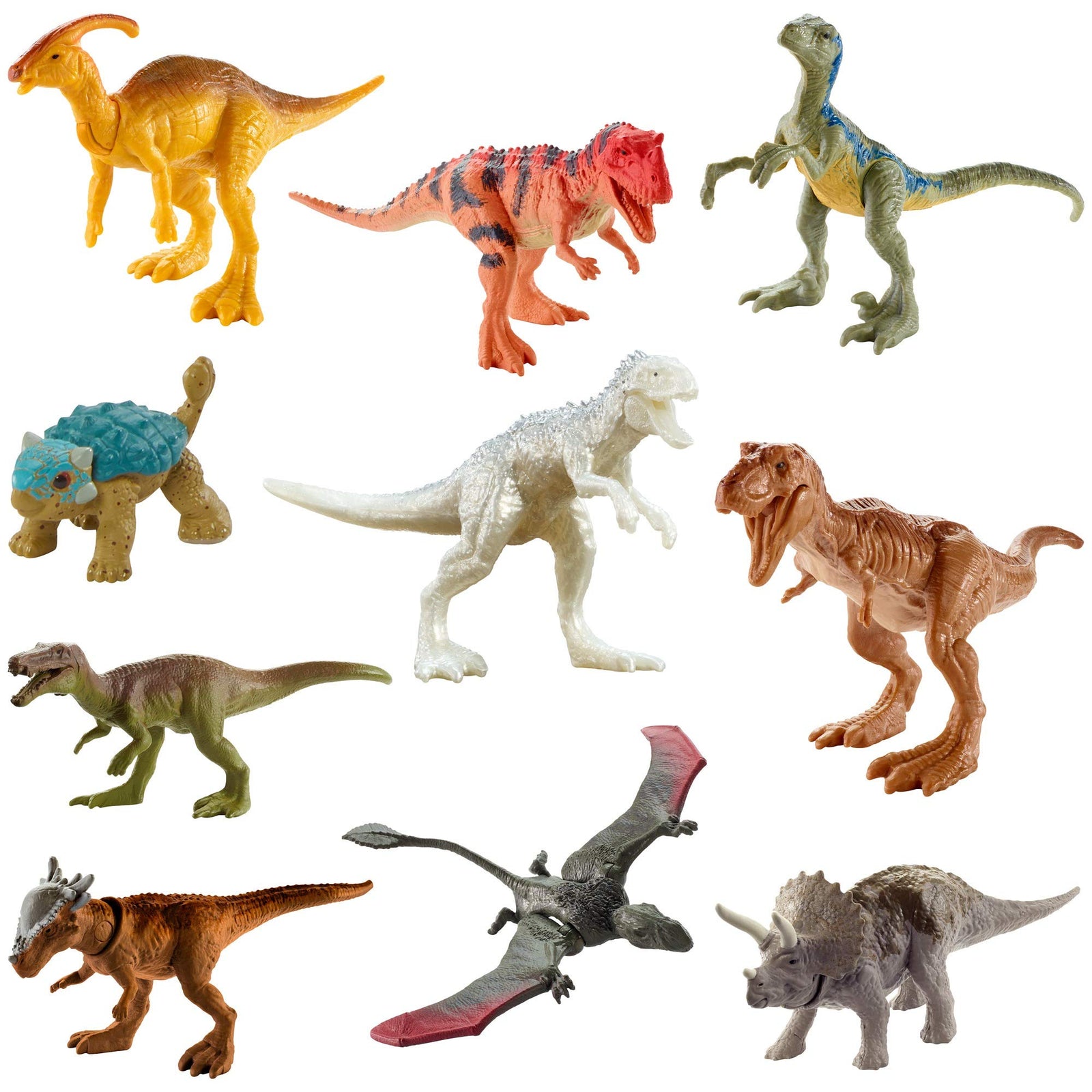 Jurassic World Camp Cretaceous Multipack with 10 Mini Dinosaur Action Figures, Realistic Sculpting & One or More Movable Articulation Points Iconic to Its Species, 4 Years Old & Up [Amazon Exclusive]