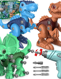 Dinosaur Toys for 3 4 5 6 7 Year Old Boys, Take Apart Dinosaur Toys for Kids 3-5 5-7 STEM Construction Building Kids Toys with Electric Drill, Dinosaur Toys Christmas Birthday Gifts Boys Girls

