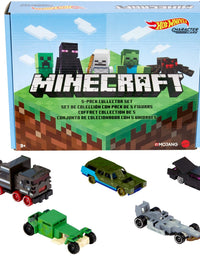 Hot Wheels Minecraft Character Vehicle 5-Pk Collector Set, 1:64 Scale Collectible Cars and Trucks for Play and Display, Gift for Kids Age 3 and Older [Amazon Exclusive]
