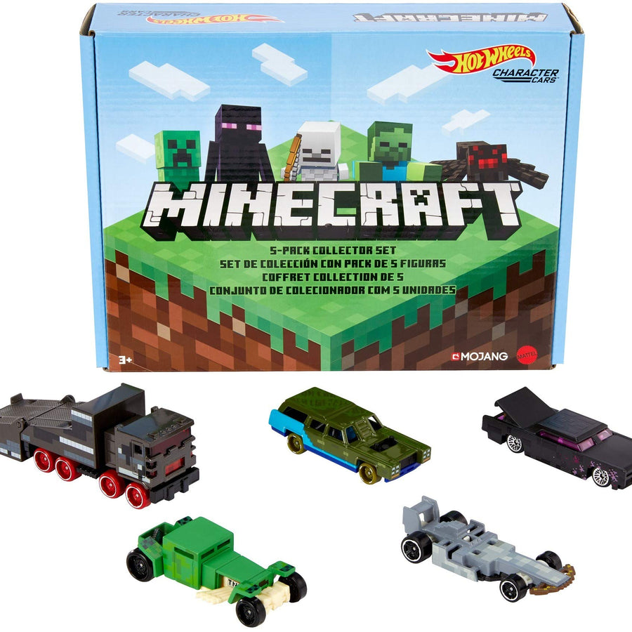 Hot Wheels Minecraft Character Vehicle 5-Pk Collector Set, 1:64 Scale Collectible Cars and Trucks for Play and Display, Gift for Kids Age 3 and Older [Amazon Exclusive]