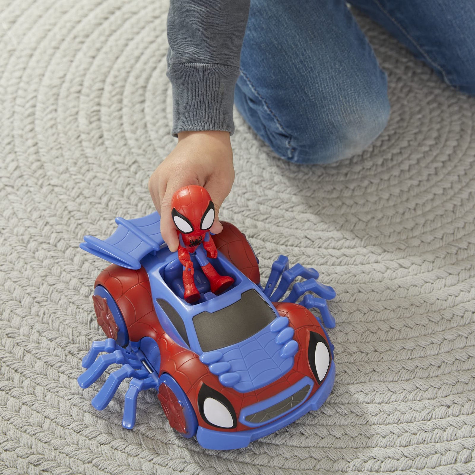 Marvel Spidey and His Amazing Friends Change 'N Go Web-Crawler and Spidey Action Figure, 2 in 1 Vehicle, 4-Inch Figure, for Kids Ages 3 and Up, Frustration Free Packaging