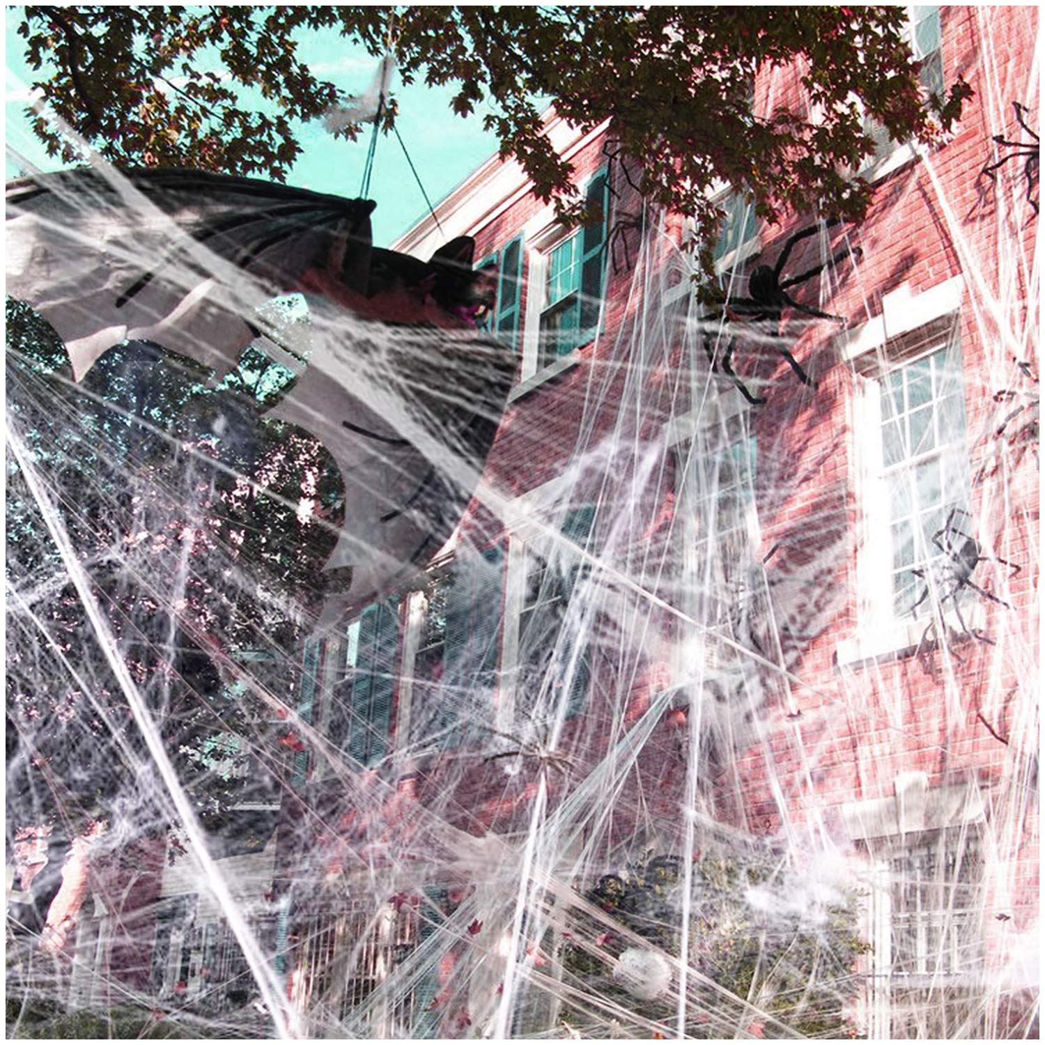 1000 sqft Halloween Spider Web Decorations, VIRIITA Super Stretch Fake Spider Webs, White Webbing Spooky Cobwebs Halloween Supplies for Halloween Party Decorations Bar Haunted House