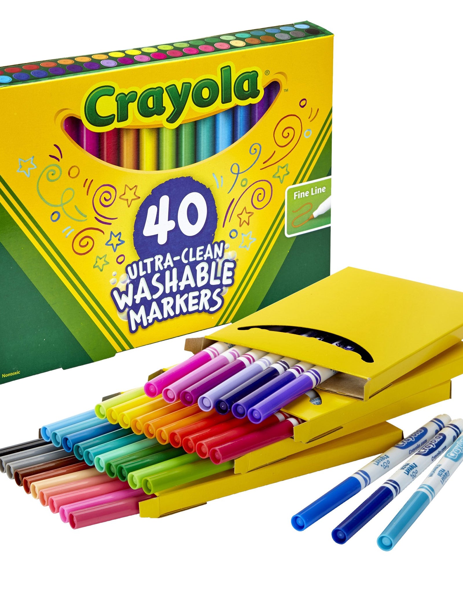 Crayola Ultra Clean Washable Markers, Fine Line Marker Set, Gift for Kids, 40 Count