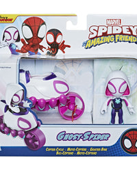 Marvel Spidey and His Amazing Friends Ghost-Spider Action Figure and Copter-Cycle Vehicle, for Kids Ages 3 and Up , Black

