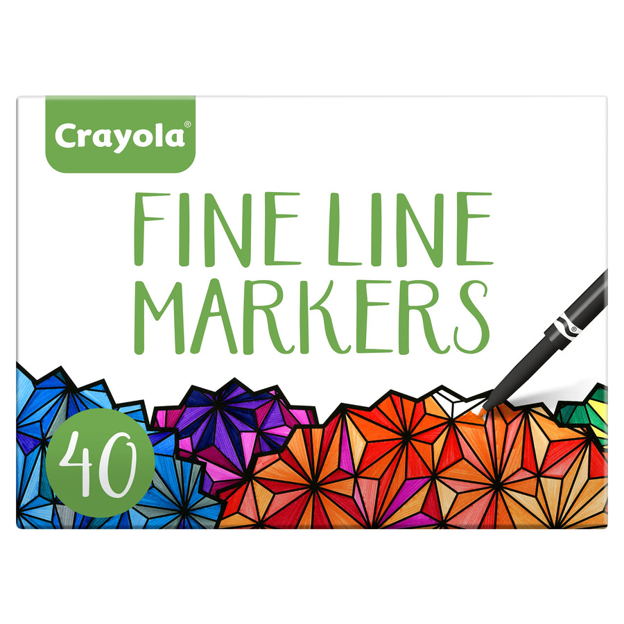 Crayola Fine Line Markers Adult Coloring Set, Kids Indoor Activities At Home, Gift, 40 Count
